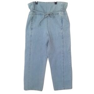 Zara Light Blue Baggy Paper Bag Gathered Waist Thai Fisherman